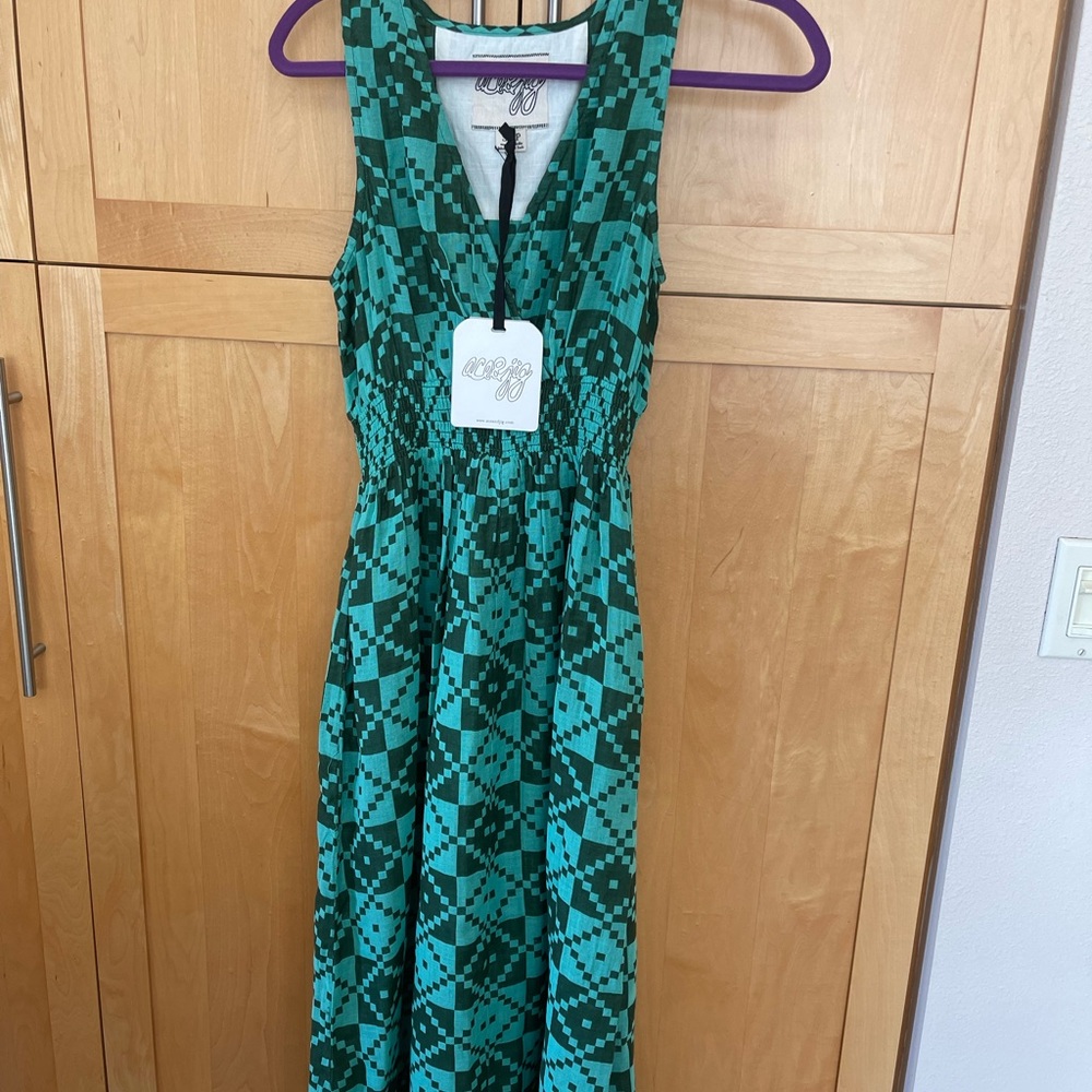 Ace & Jig Green Ruffled Wrap Midi Dress